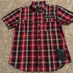 Mens Harley Davidson Button Up Short Sleeve Flannel